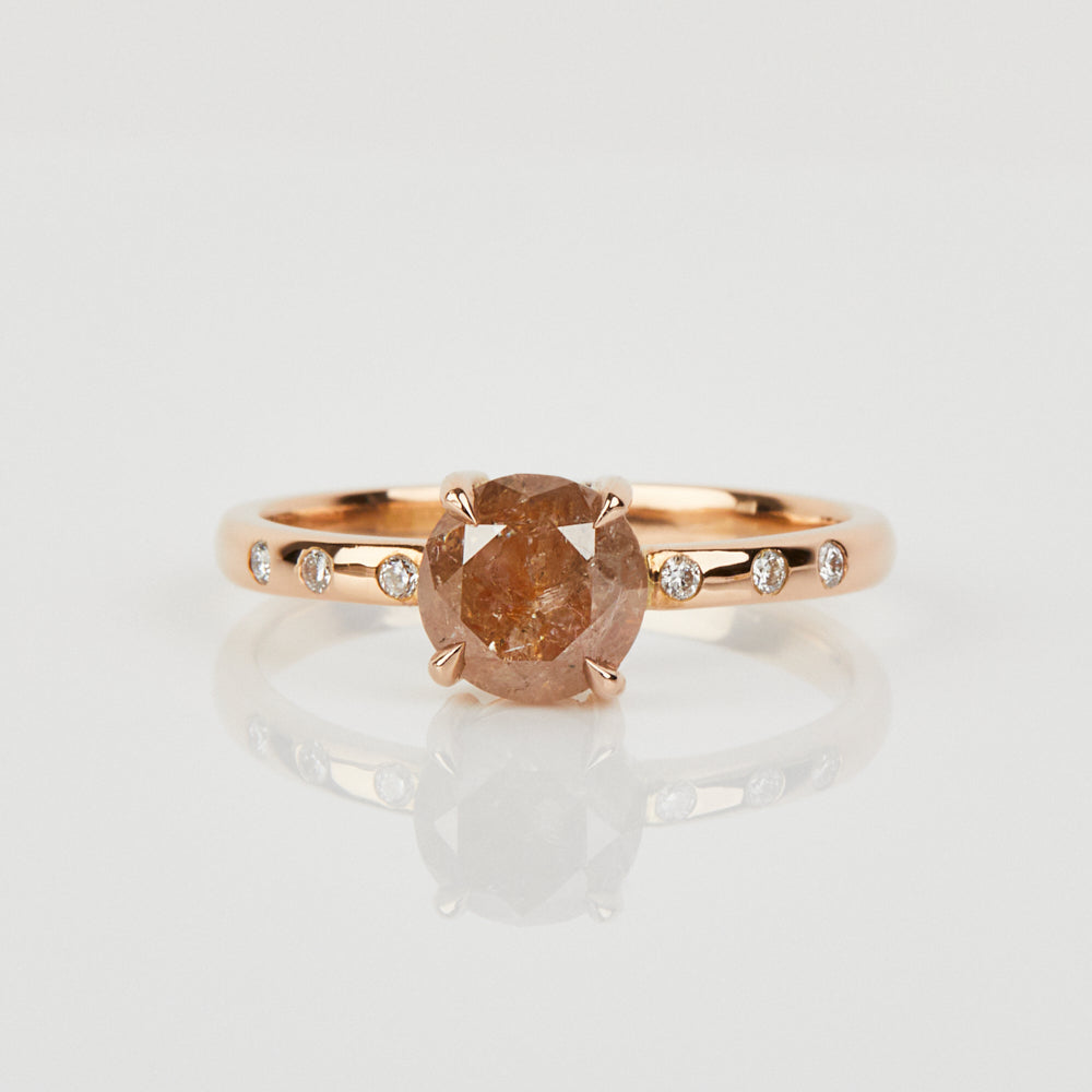 rose gold round peach diamond engagement ring