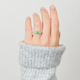 Round Brilliant Cut Colombian Emerald Engagement Ring