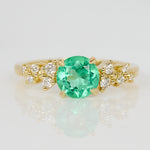 Round Brilliant Cut Colombian Emerald Engagement Ring