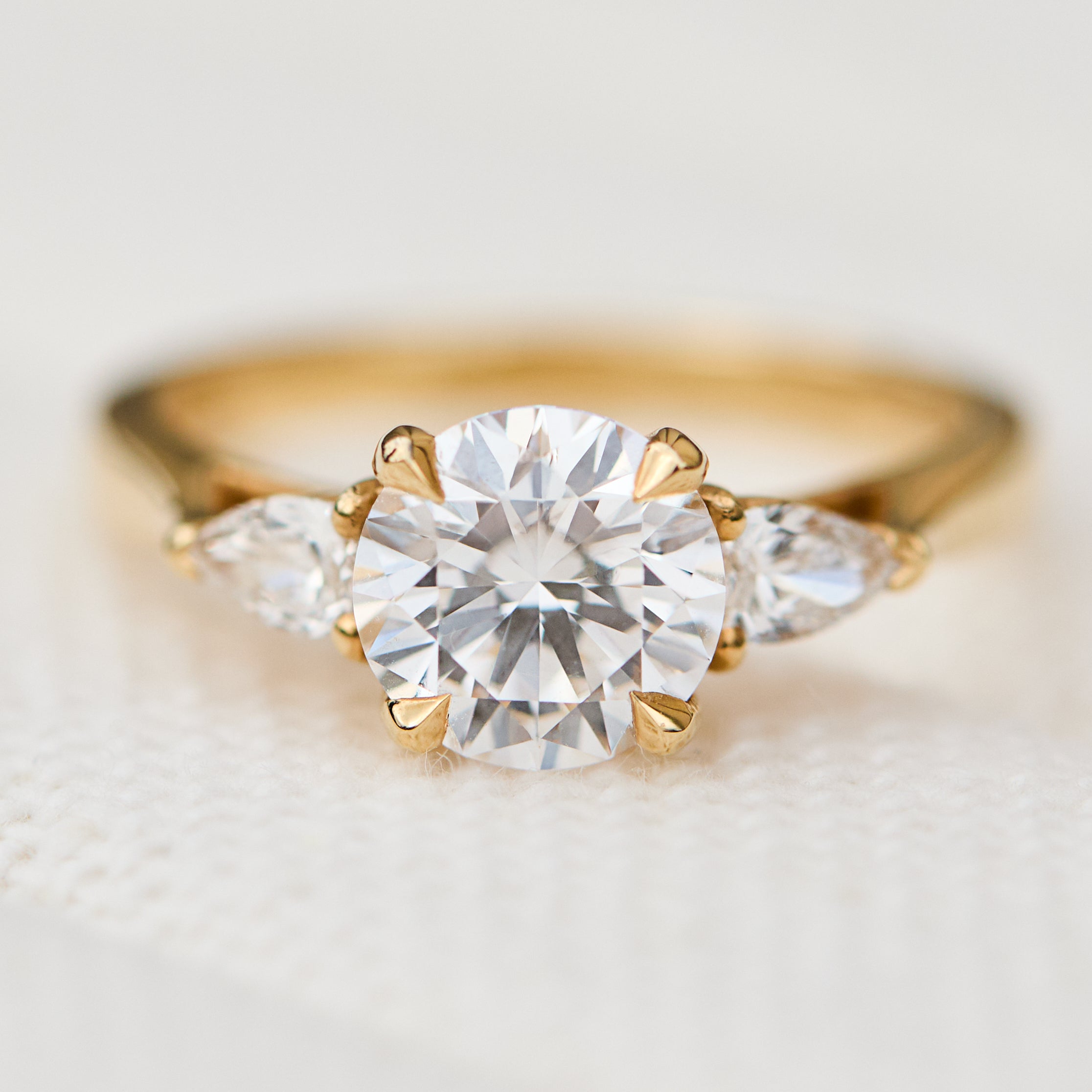 Round Brilliant Cut Lab-Grown Diamond Engagement Ring Trilogy