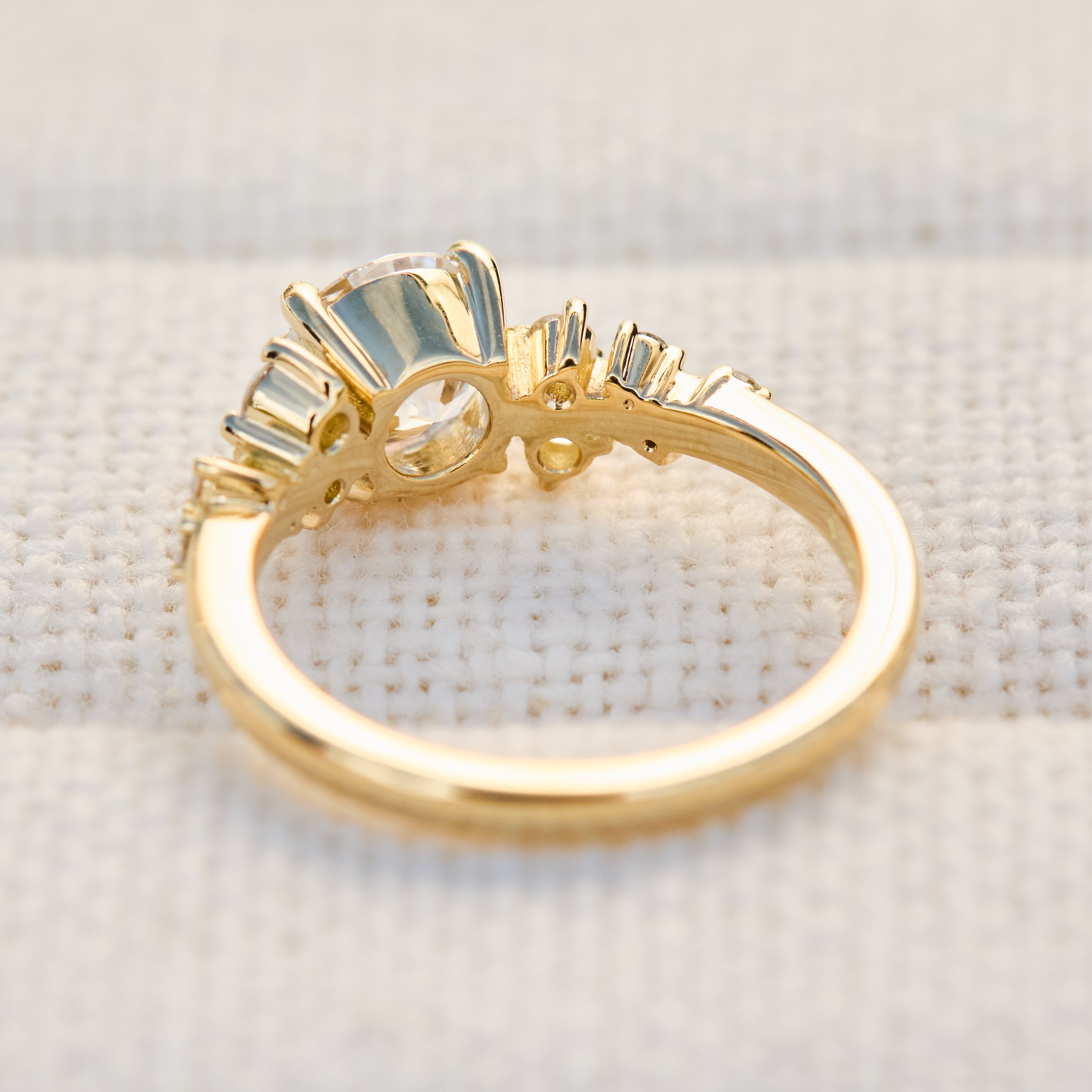 round brilliant cut lab grown diamond ring set in yellow gold