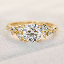 round brilliant cut lab grown diamond ring set in yellow gold