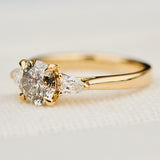 round brilliant cut salt and pepper diamond engagement ring in yellow gold