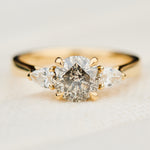 round brilliant cut salt and pepper diamond engagement ring in yellow gold
