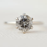 round brilliant cut salt and pepper diamond solitaire ring