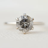 round brilliant cut salt and pepper diamond solitaire ring