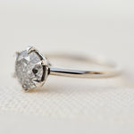 round brilliant cut salt and pepper diamond solitaire ring