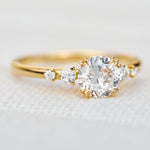 round brilliant five diamond engagement ring in yellow gold