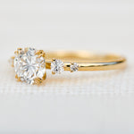 round brilliant five diamond engagement ring in yellow gold