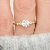 round brilliant five diamond engagement ring in yellow gold
