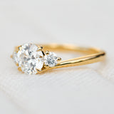 round brilliant lab grown diamond trilogy engagement ring in yellow gold
