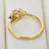 round brilliant lab grown diamond trilogy engagement ring in yellow gold