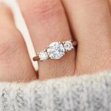 Round Brilliant Cut Lab-Grown Diamond Engagement Ring Trilogy