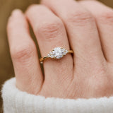 round lab grown diamond yellow gold engagement ring