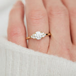 round lab grown diamond yellow gold engagement ring