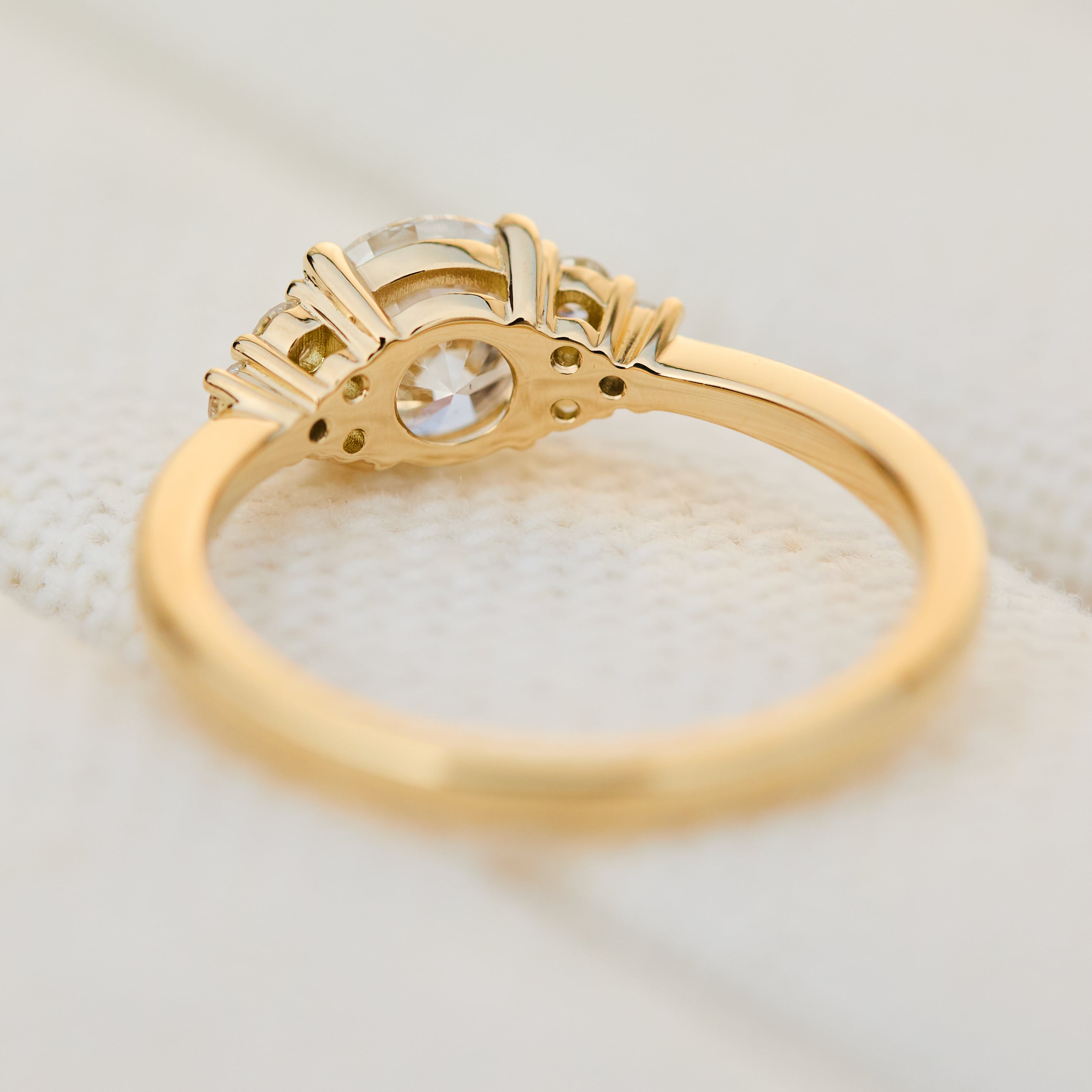 round lab grown diamond yellow gold engagement ring
