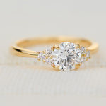 round lab grown diamond yellow gold engagement ring