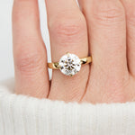 round lab grown diamond solitaire engagement ring in yellow gold