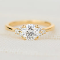 round lab grown diamond yellow gold engagement ring