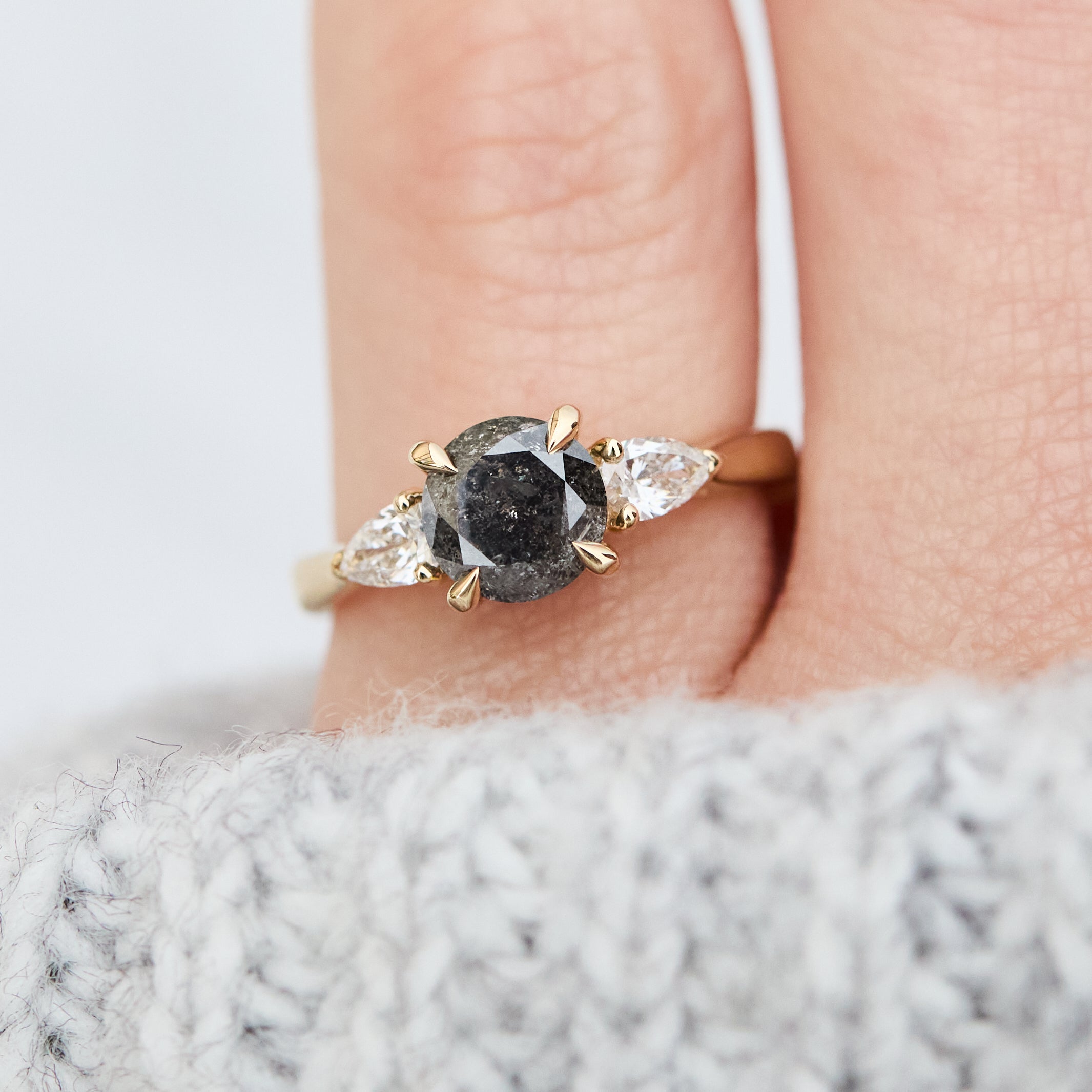 round salt and pepper diamond ring