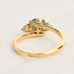 round salt and pepper diamond trilogy engagement ring in yellow gold