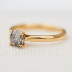 round salt and pepper solitaire ring