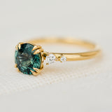 Round Teal Sapphire Engagement Ring