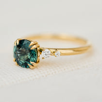 Round Teal Sapphire Engagement Ring