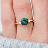 Round Teal Sapphire Engagement Ring