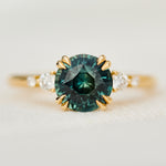 Round Teal Sapphire Engagement Ring