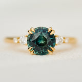 Round Teal Sapphire Engagement Ring