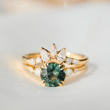 Round Teal Sapphire Engagement Ring
