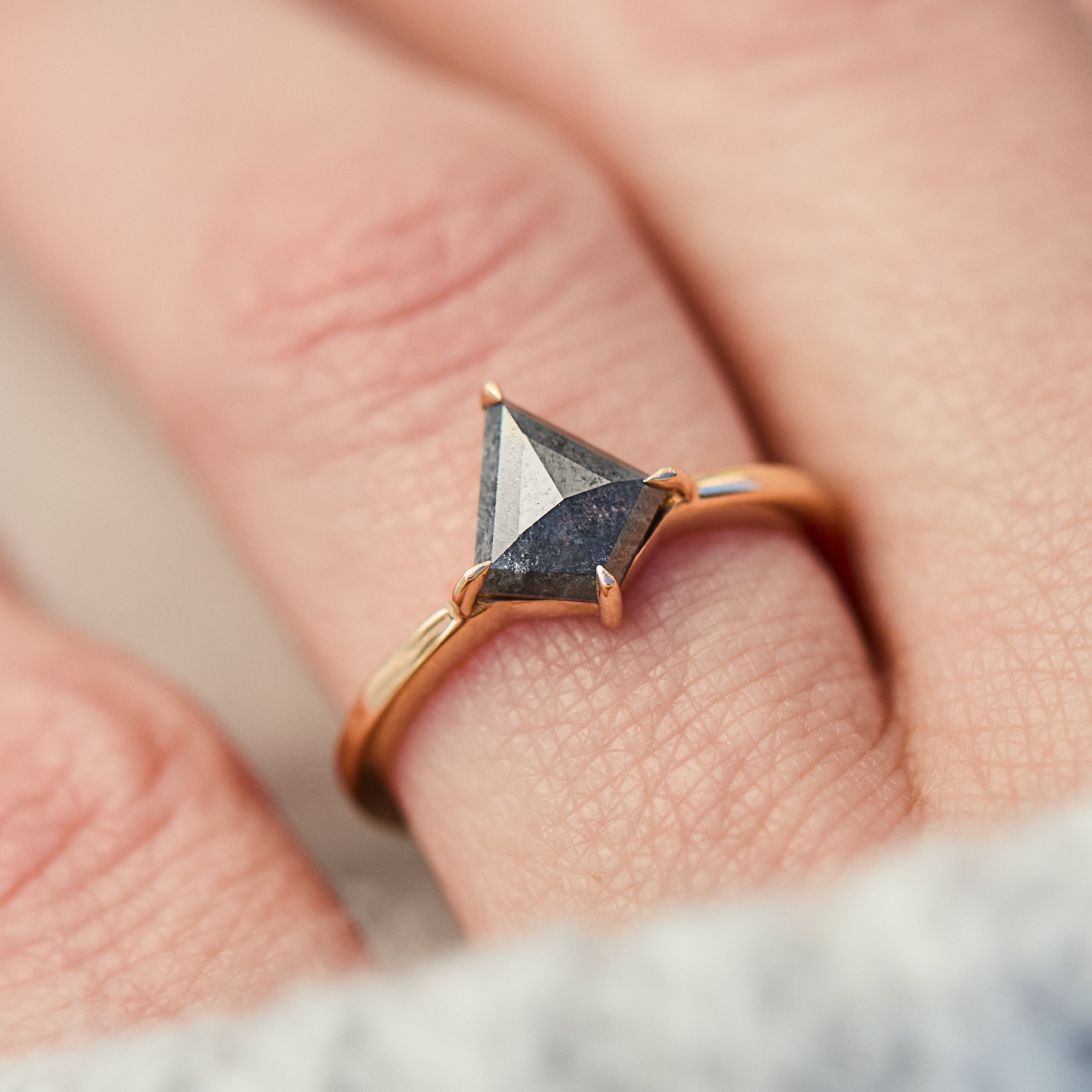 salt and pepper diamond solitaire rose gold ring