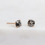 Dark and stormy salt and pepper diamond studs set in 18ct rose gold