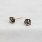 Dark and stormy salt and pepper diamond studs set in 18ct rose gold