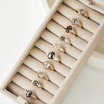 18ct yellow gold salt and pepper round brilliant cut diamond engagement bezel ring