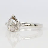 Pear Shape Salt and Pepper Diamond Engagement Ring
