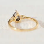 Pear Shape Salt and Pepper Diamond Engagement Ring