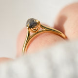 pear shape salt and pepper diamond engagement solitaire ring