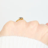 18ct yellow gold salt and pepper shield diamond engagement bezel ring