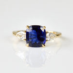 sri lankan cushion sapphire gold engagement ring