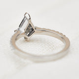 stormy grey kite shape salt and pepper diamond pave engagement ring