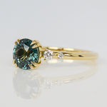 Round Teal Sapphire Engagement Ring