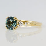 Round Teal Sapphire Engagement Ring