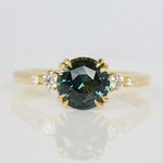 Round Teal Sapphire Engagement Ring