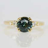 Round Teal Sapphire Engagement Ring