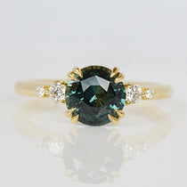 Round Teal Sapphire Engagement Ring