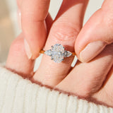 oval lab grown diamond yellow gold and platinum engagement ring