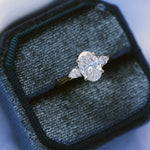 oval lab grown diamond yellow gold and platinum engagement ring