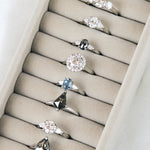 Pear Rose Cut Dark Salt and Pepper Diamond Solitaire Engagement Ring